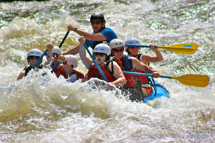Keep your mouth closed when white water rafting